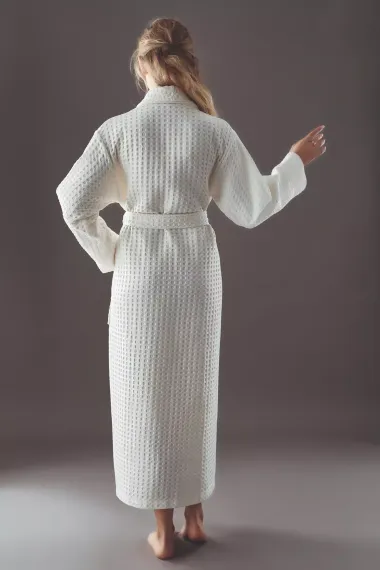 Женский вафельный халат 4230 кремовый