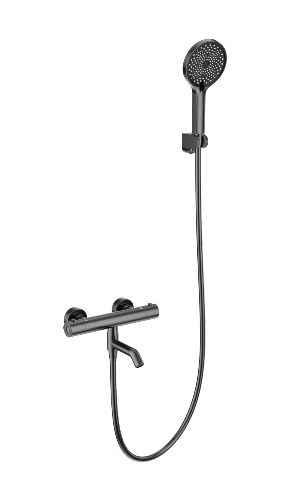 Смеситель для ванны с душем и термостатом WONZON & WOGHAND INN 3, Темный графит (WW-B2065-A1-BGG)