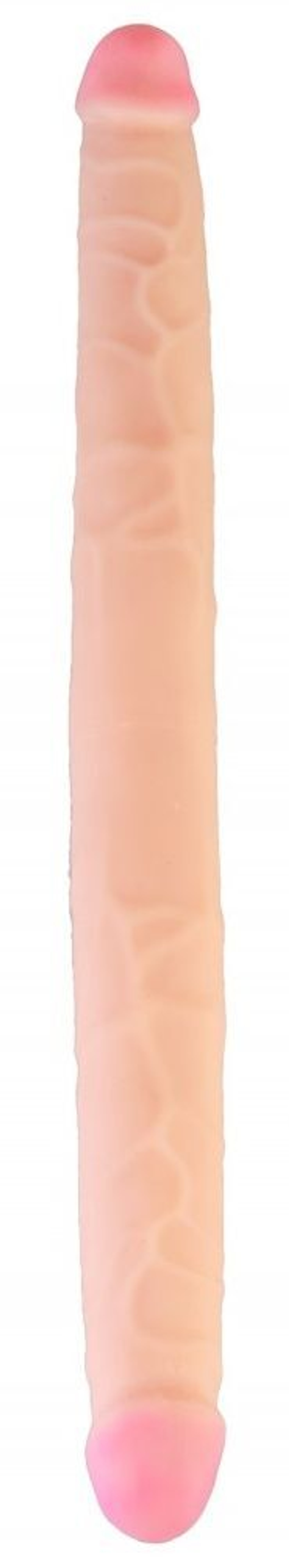 Телесный двухсторонний фаллоимитатор-реалистик -48 см.