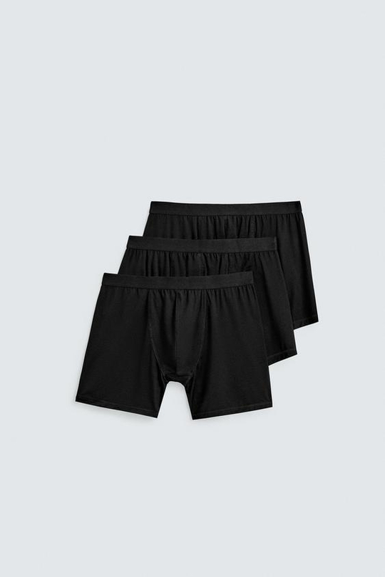 ZARA НАБОР ИЗ 3 ТРУСОВ-БОКСЕРОВ ИЗ МОДАЛЬНОЙ СМЕСИ, ЧЕРНЫЙ