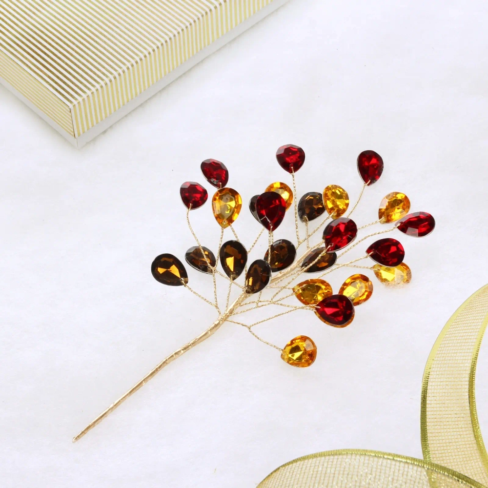 Ветка декоративная «Драгоценный камень» 23 см, Янтарь/Шоколад