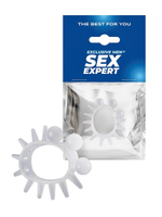 Эластичное эрекционное кольцо с шариками и лучами (Цвет: прозрачный)