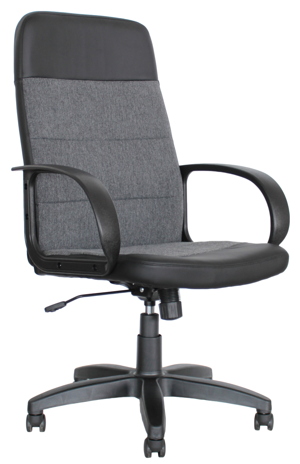 Кресло МКР 758, эко кожа черная/ткань серая