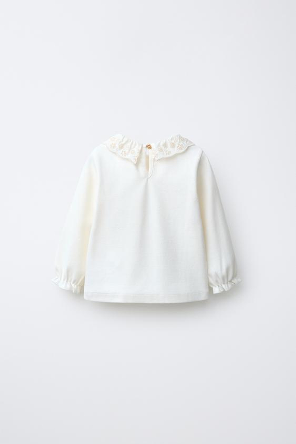 ZARA ТОП С ВЫШИВКОЙ В ШВЕЙЦАРСКОМ СТИЛЕ, ЖЕЛТОВАТО-БЕЛЫЙ