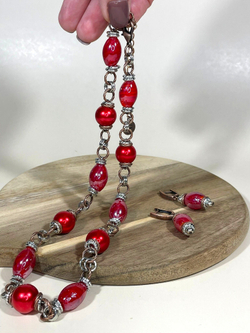 Комплект колье и серьги муранское стекло