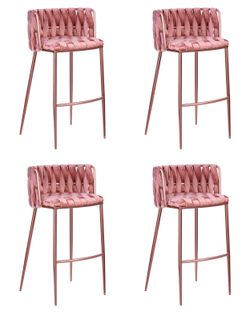 Набор 4 шт Стул барный DOBRIN EMMA ROSE GOLD, розовый велюр (VF-10)