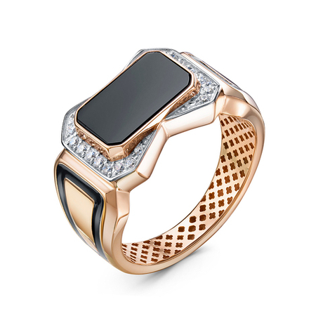 Кольцо из золота 585 пробы с Фианит и Ониксом