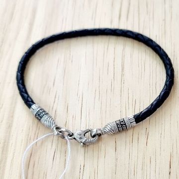 15001 Кожаный браслет с серебрянными замками