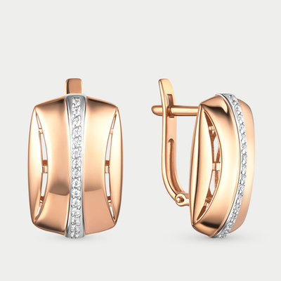 Женские серьги из розового золота 585 пробы с фианитами (арт. 901932-1102)