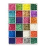 Набор бисера для плетения, бусина размер 14/0, стеклярус 9/0, NB-Nabil, 24 цвета, прозрачный прямоугольный кейс