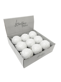Набор шаров с бисером 8см 9шт ChristmasDeLuxe белый