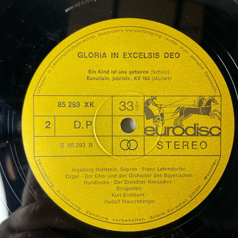 Винтажная виниловая пластинка LP Сборник Классической Музыки Orlando di Lasso, Schutz, Buxtehude, Bach Бах, Handel Гендель, Mozart Моцарт, Cornelius Gloria In Excelsis Deo (Германия 1977)