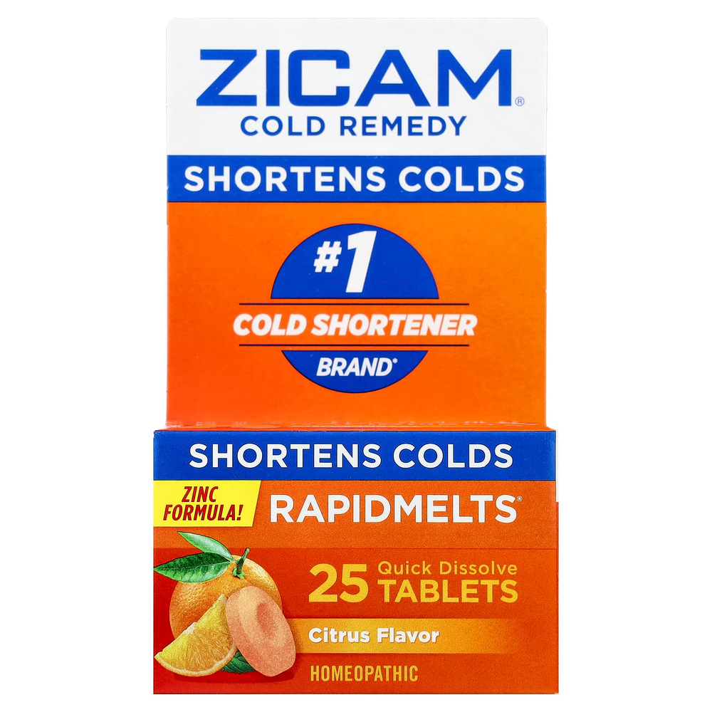 Zicam, Cold Remedy, RapidMelts®, с цитрусовым вкусом, 25 быстрорастворимых таблеток