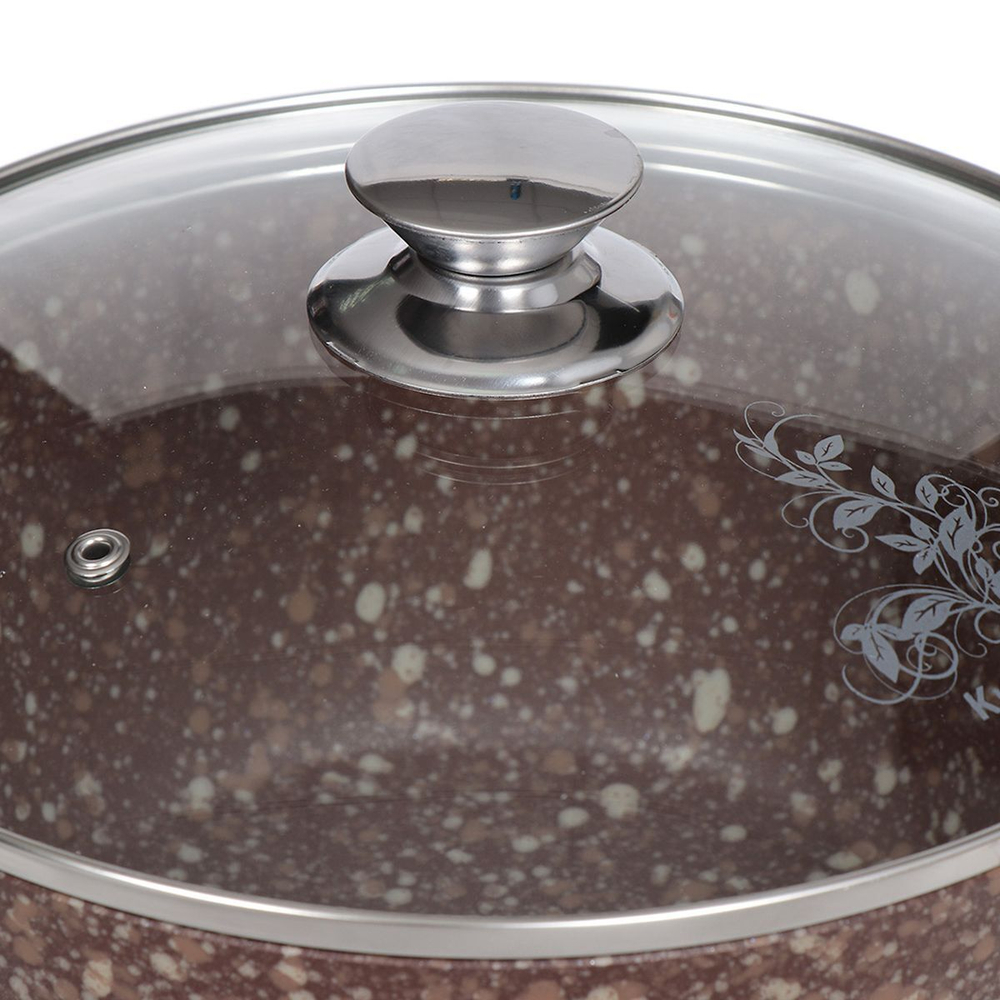 Кастрюля алюминий, антиприг, 4.5 л, с крыш, Kukmara, Elite stone, к41ес