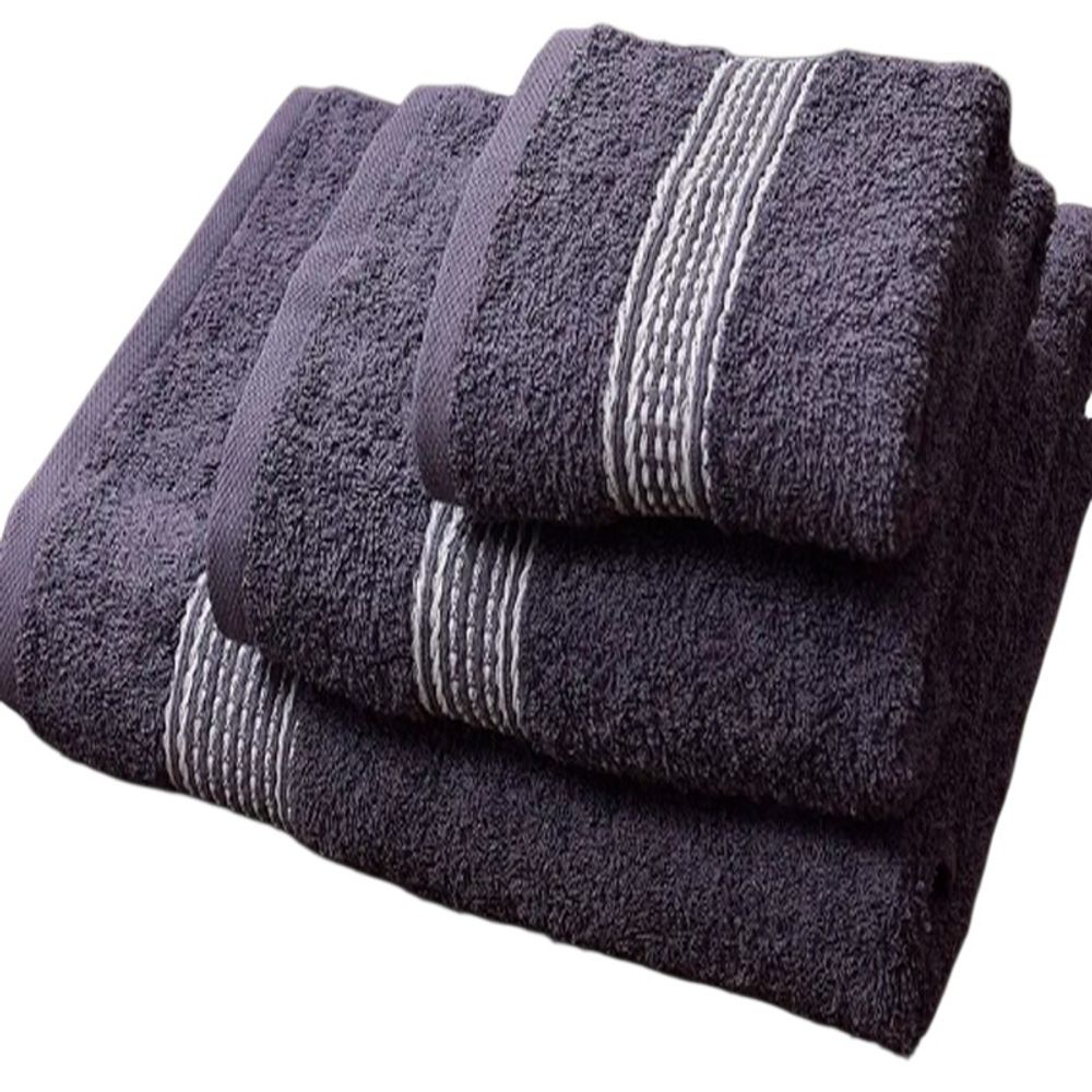 Набор из 3-х махровых полотенец "П37. Косичка" в упаковке, цвет графит, 100% хлопок, Россия.