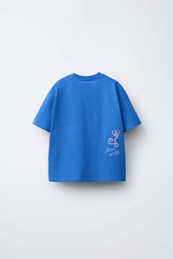 ZARA X SISSEL EDELBO ФУТБОЛКА С ВЫШИВКОЙ, ЯРКО-СИНИЙ