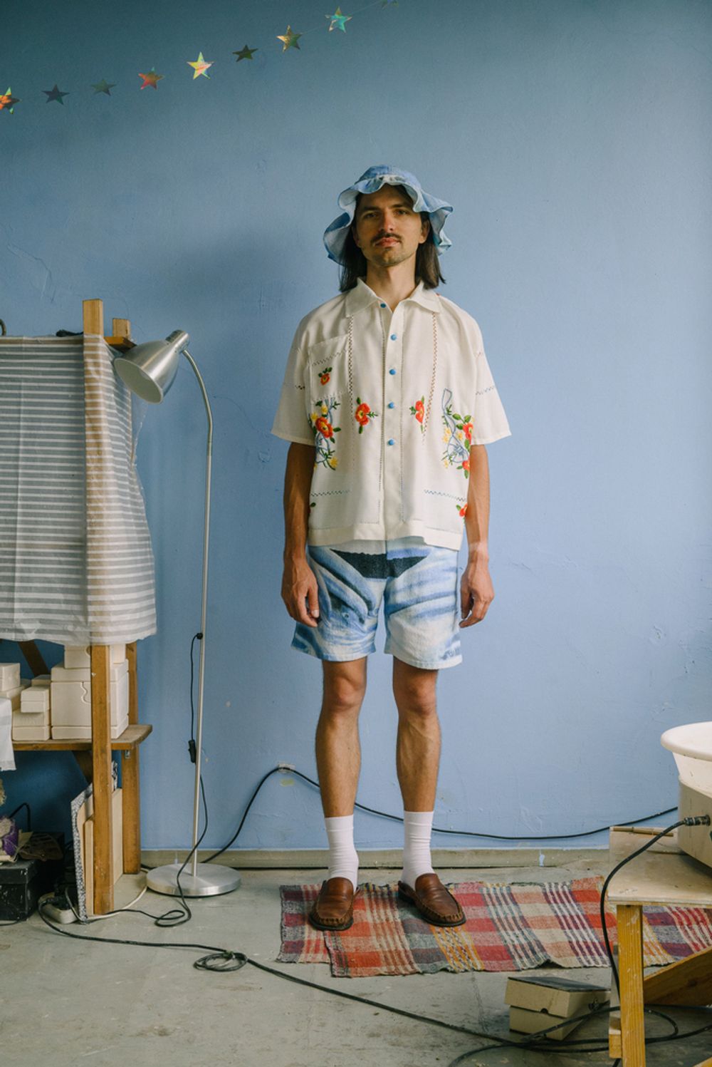 Рубашка Soeurs с Голубыми Пуговицами/Blue Buttons Short Sleeve Shirt белая