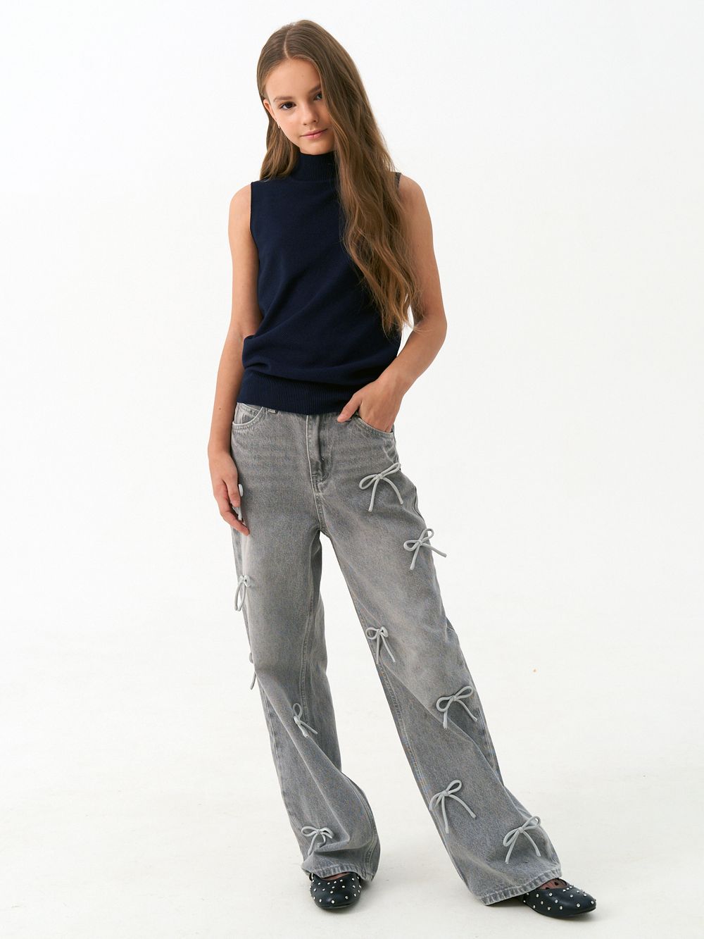 Джемпер топ с горлом 1208 синий