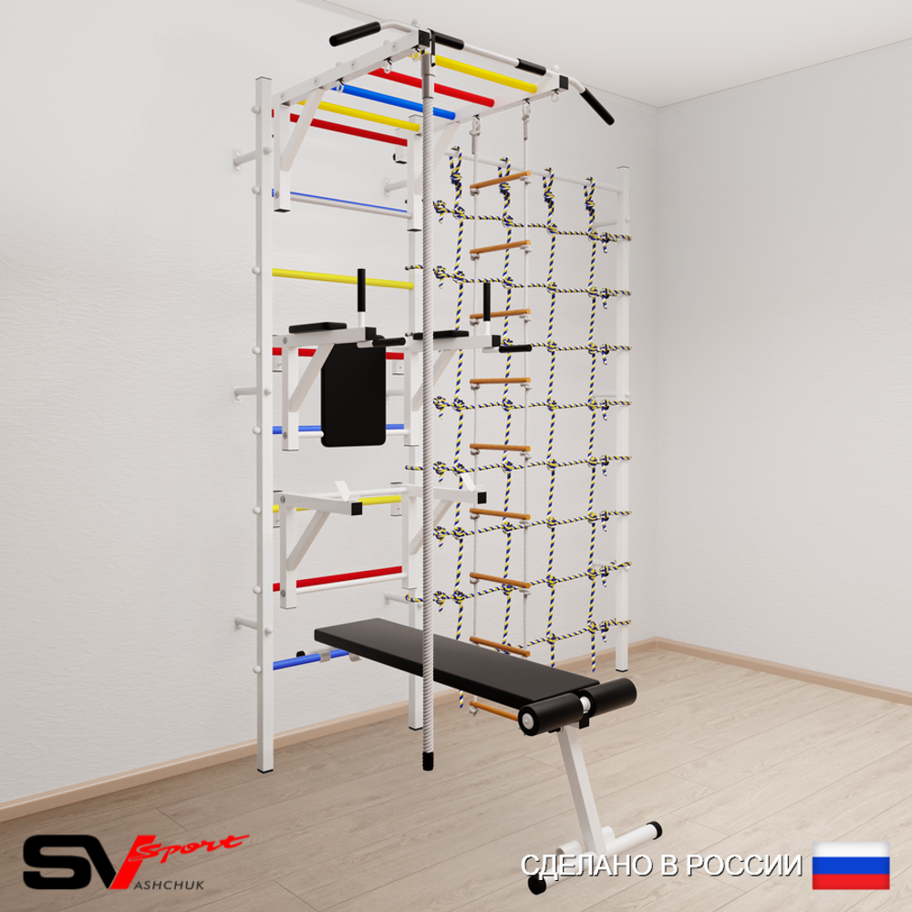 Шведская стенка Sv Sport 5650 (Турник рукоход/Брусья/Стойка/Скамья/Канат/Лестница/Канатный лаз)