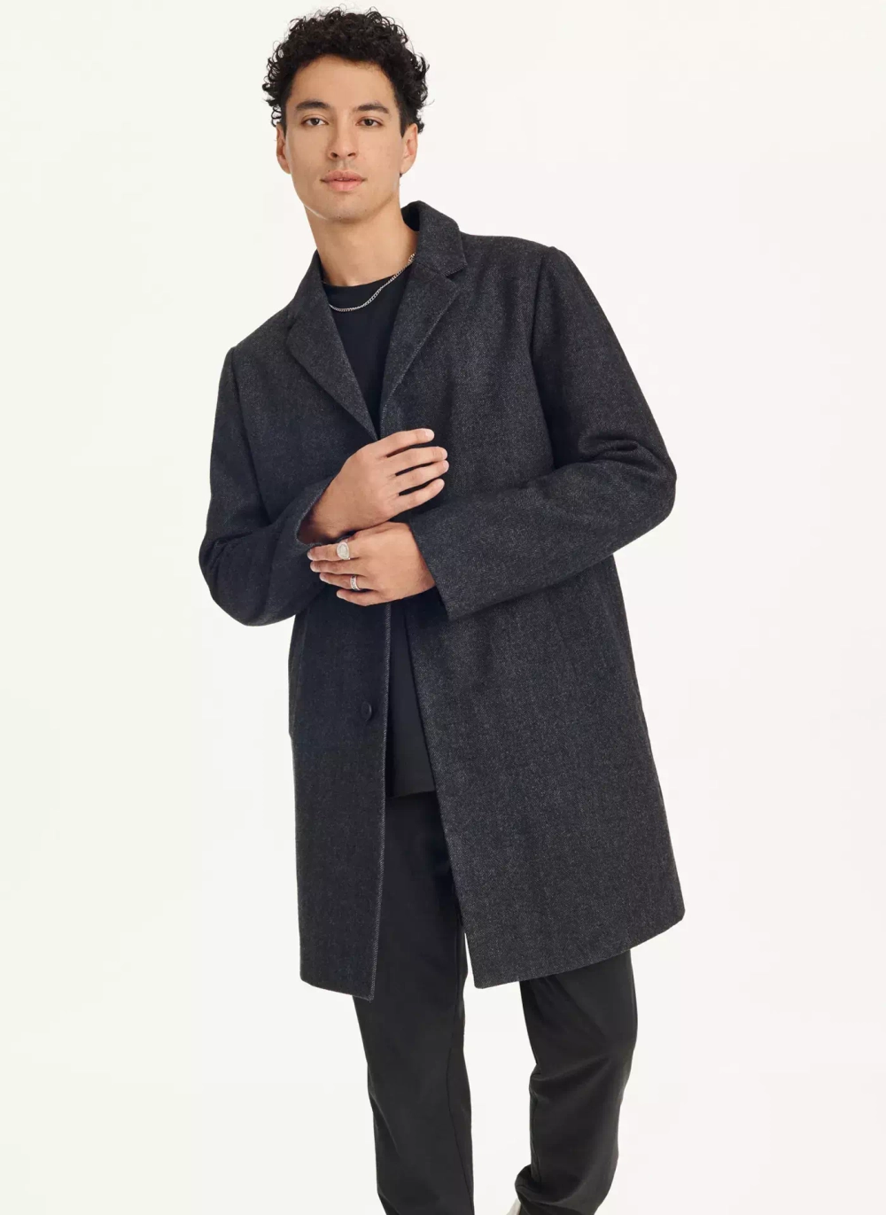 Мужское пальто DKNY Wool Blend Notch Collar