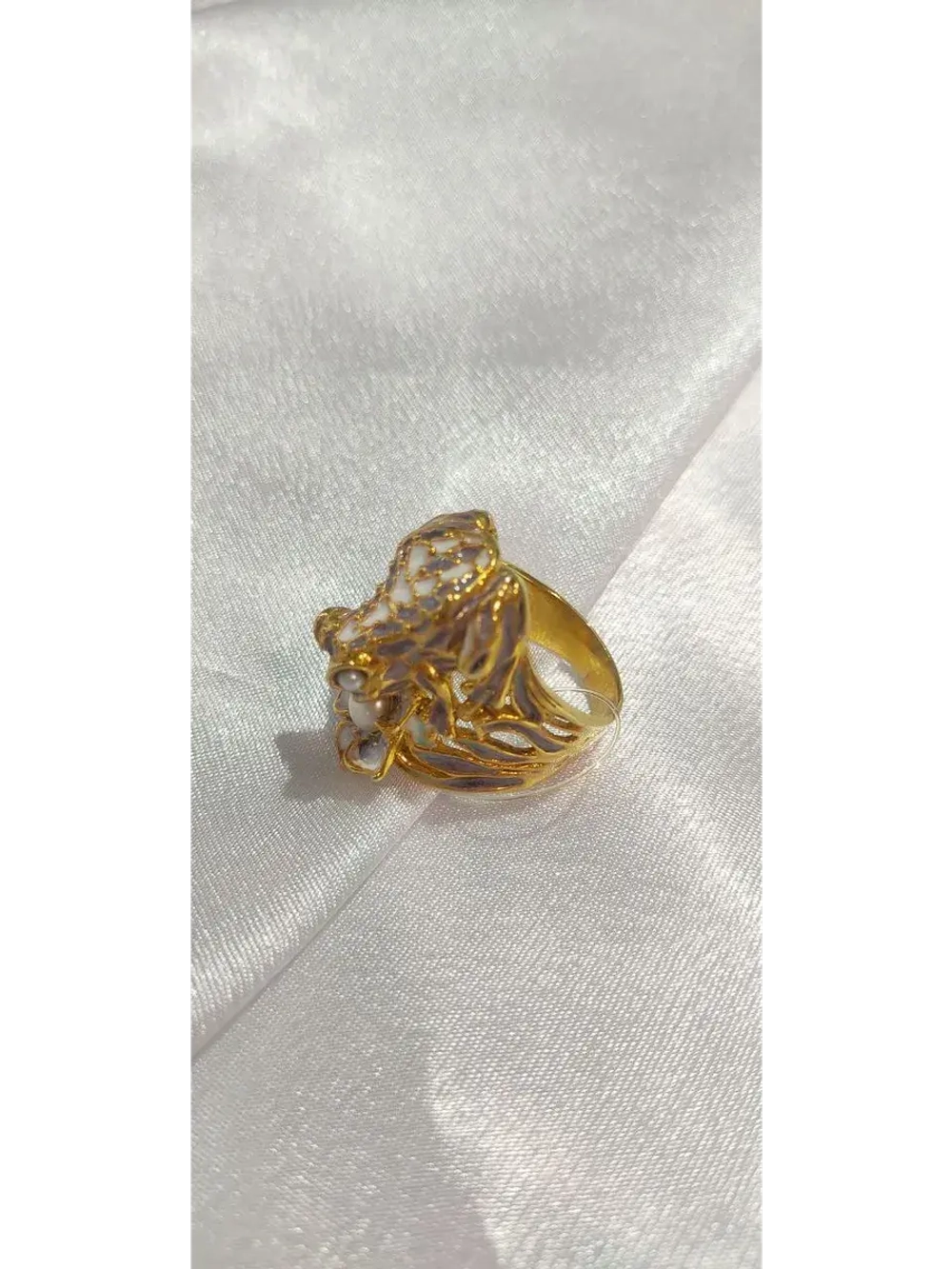 Ювелирное кольцо серебро 925 жемчуг эмаль