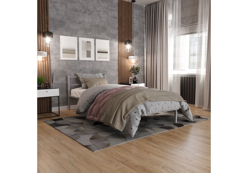Односпальная кровать Фади 90х200 серая