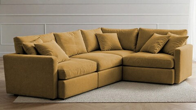 Угловой диван Стелф ЭКО Velutto 56 231*185*90 см, желтый Велютто Еврокнижка Фиеста