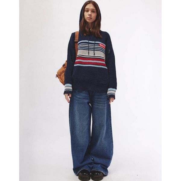 Свитер с капюшоном синий - фото 6