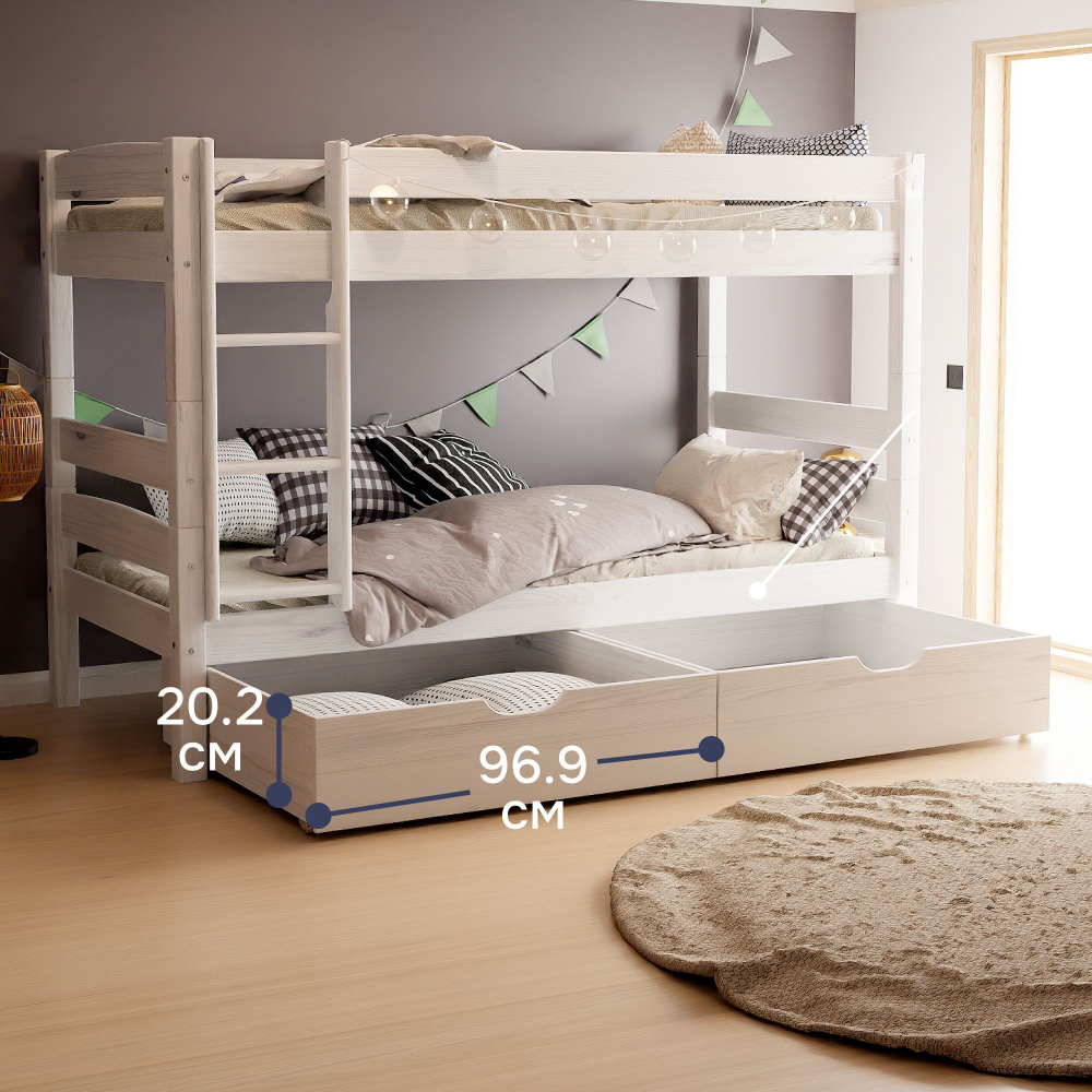 Ящики для кровати выкатные Дана из массива сосны, 2 шт, белый