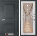 Дверь с терморазрывом Входная Лабиринт ATLANTIC С зеркалом 18 Сандал белый