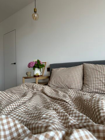 КПБ Евро ВАРЕНЫЙ ХЛОПОК "Клетка бежевая"