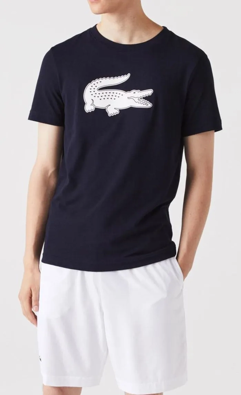 Теннисная футболка Lacoste SPORT 3D Print Crocodile Breathable Jersey - navy blue/white