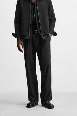 ZARA СТРУЯЩИЕСЯ БРЮКИ RELAXED FIT, ЧЕРНЫЙ