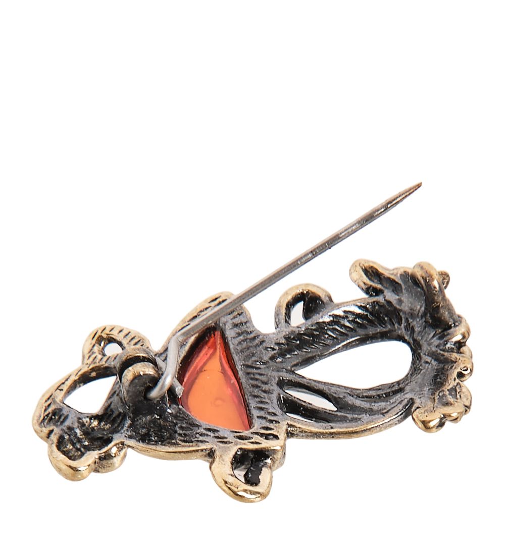 AM-2320 Брошь «Грибочек» (латунь, янтарь)