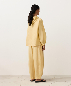 Oysho Куртка с капюшоном в полоску из 100% льна, светло-желтый