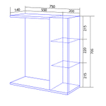 Зеркало-шкаф Loranto Дина 75, 750х700х140 правостороннее, белое (CS00049720)