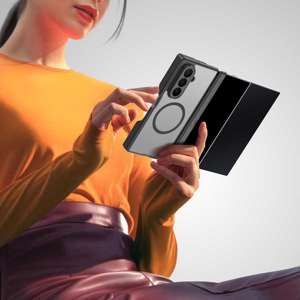 Усиленный чехол черного цвета с MagSafe для Samsung Z TriFold, серия Expn Series Magnetic от Dux Ducis