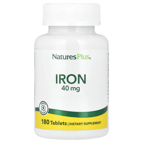 NaturesPlus, железо, 40 мг, 180 таблеток (20 мг в 1 таблетке)