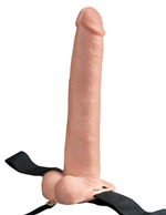 Телесный перезаряжаемый вибрострапон 11 Hollow Rechargeable Strap-on with Balls - 30 см. (Цвет: телесный)