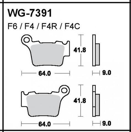 Колодки задние WRP KTM, HQV, GASGAS 125-450 Ceramic