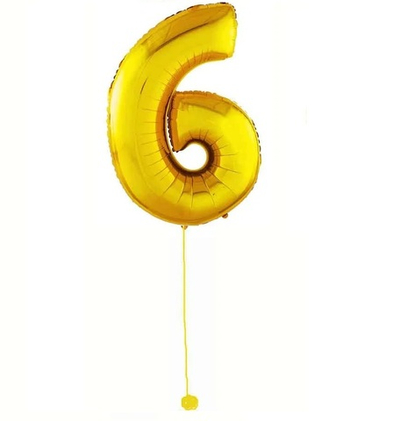 Шар-цифра 6 Золото Gold 102 см фольга с гелием на грузике