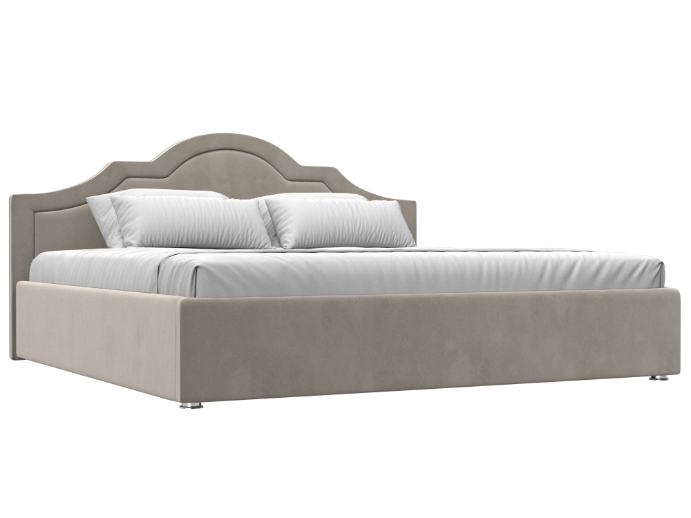 Кровать интерьерная Афина 200, Бежевый, Микровельвет, 108342