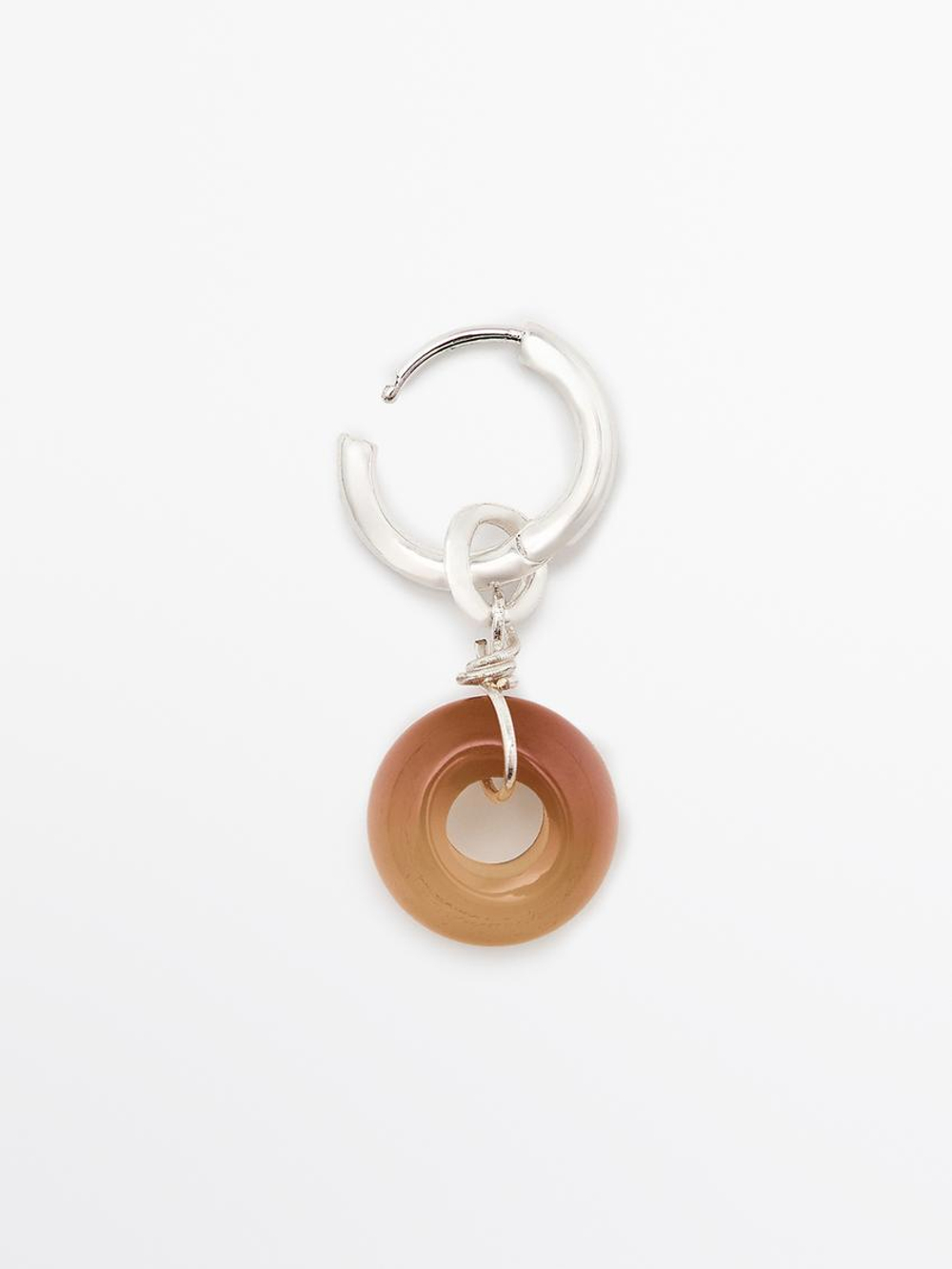 Massimo Dutti Серьги-кольца с камнем, горчично-желтый