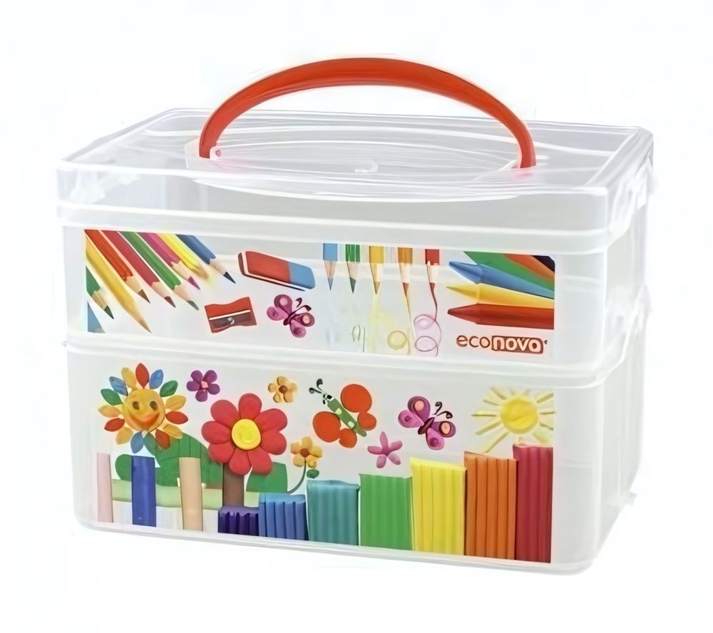 Коробка универсальная с ручкой, 2 секции Art Box 24,5*16*10,5см (Арт.43123920151)(Бытпласт)