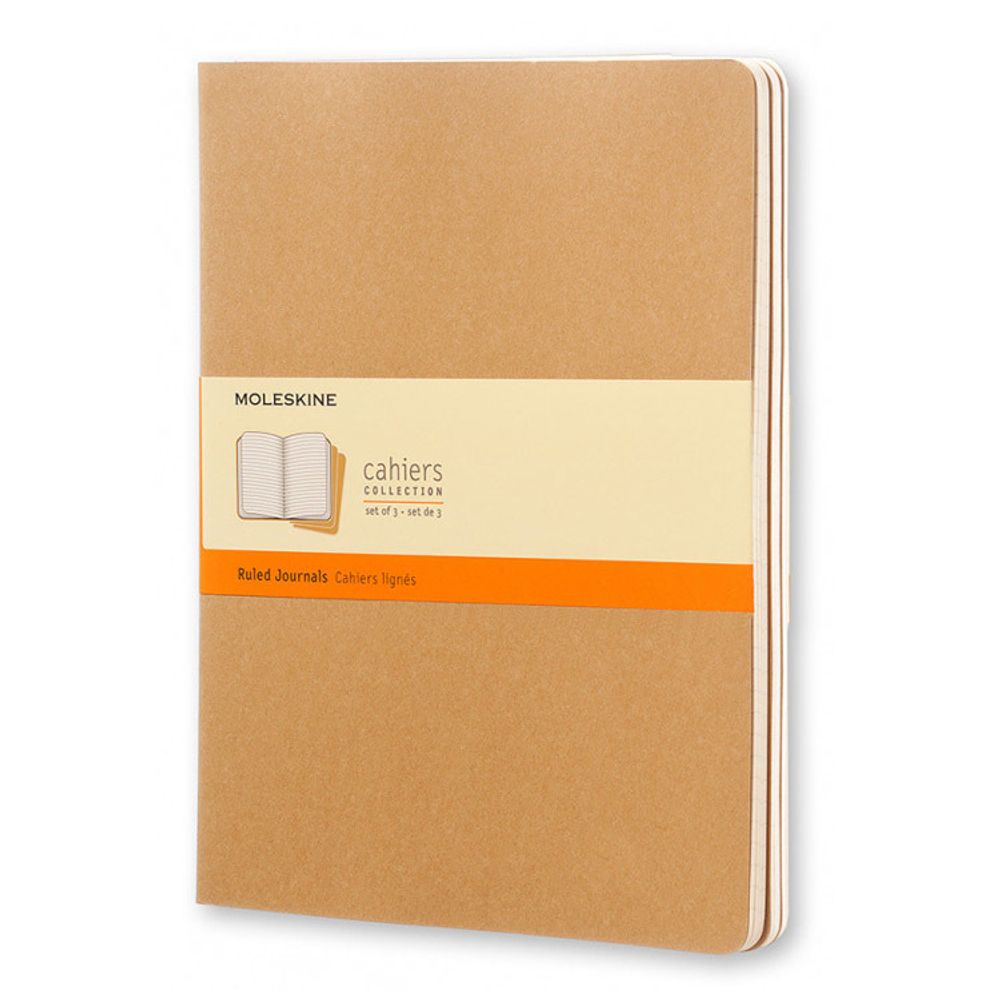 Блокнот Moleskine Cahier XLarge в линейку бежевый 3 шт (QP421)