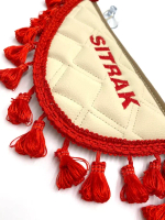 Вымпел тройной Sitrak (экокожа, бежевый с красной вышивкой)
