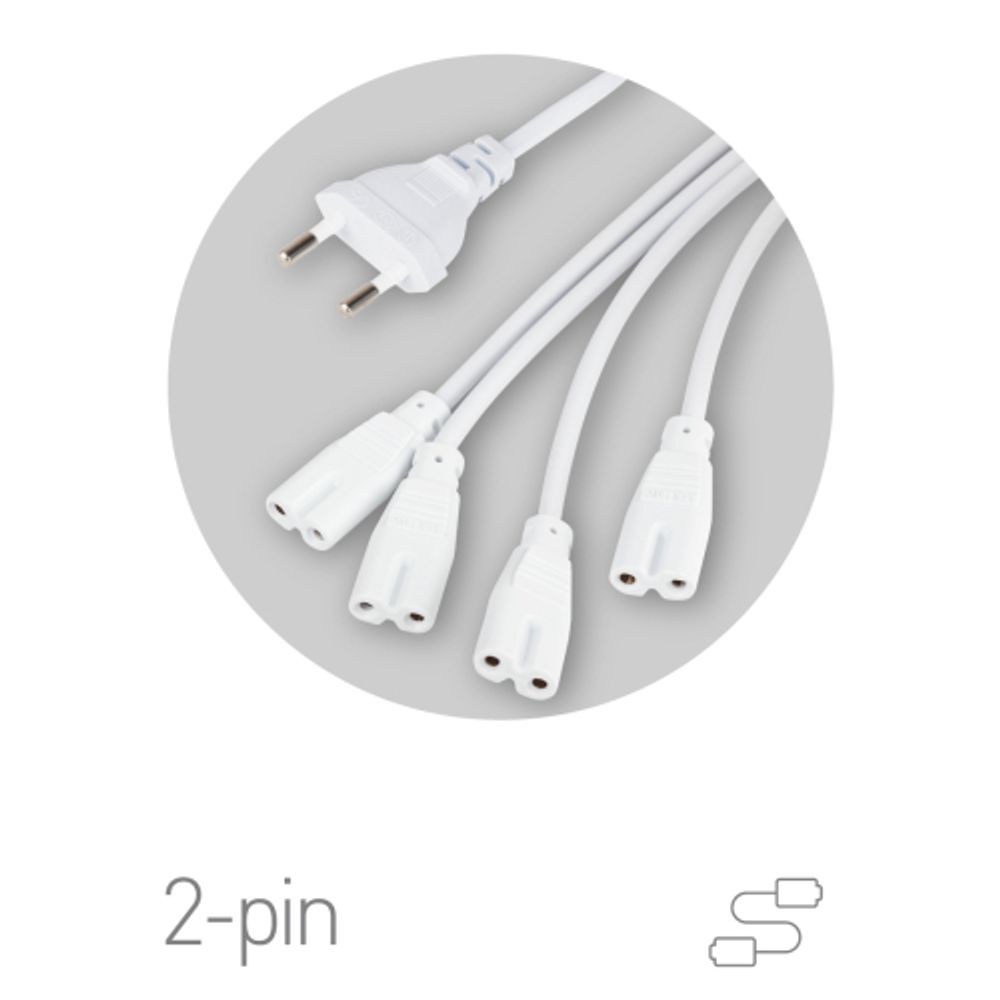 Разветвитель сетевой для линейных светильников ЭРА 4х IEC C7 2pin 2m для подключения 4 светильников | Аксессуары для фито светильников