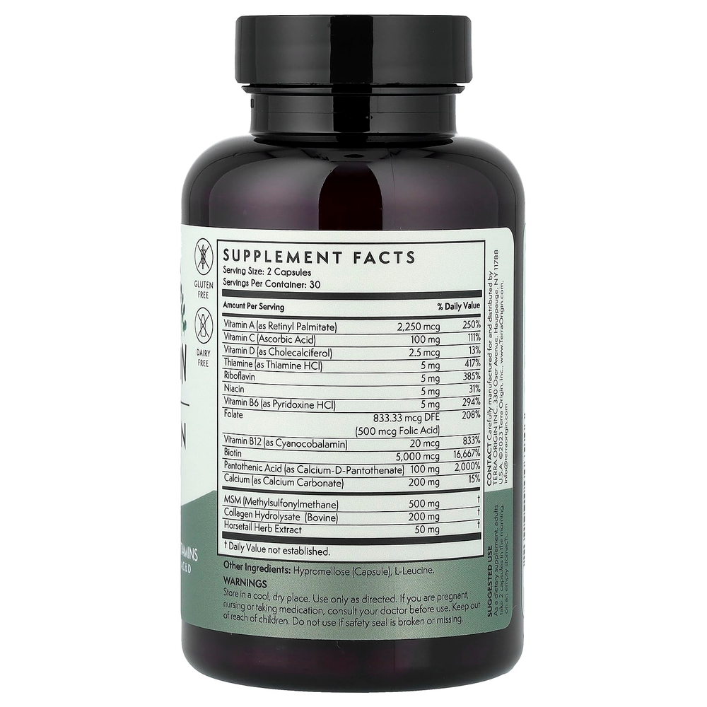 Terra Origin, здоровье волос, кожи и ногтей, 60 вегетарианских капсул