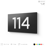 Номер на дверь квартиры 114, табличка на дверь для офиса, кабинета, аудитории, склада, черная 120х70 мм, Айдентика Технолоджи