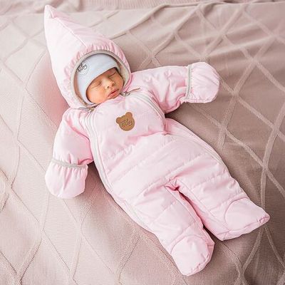 Demi-season puffer jumpsuit 0-3 months - Lotus